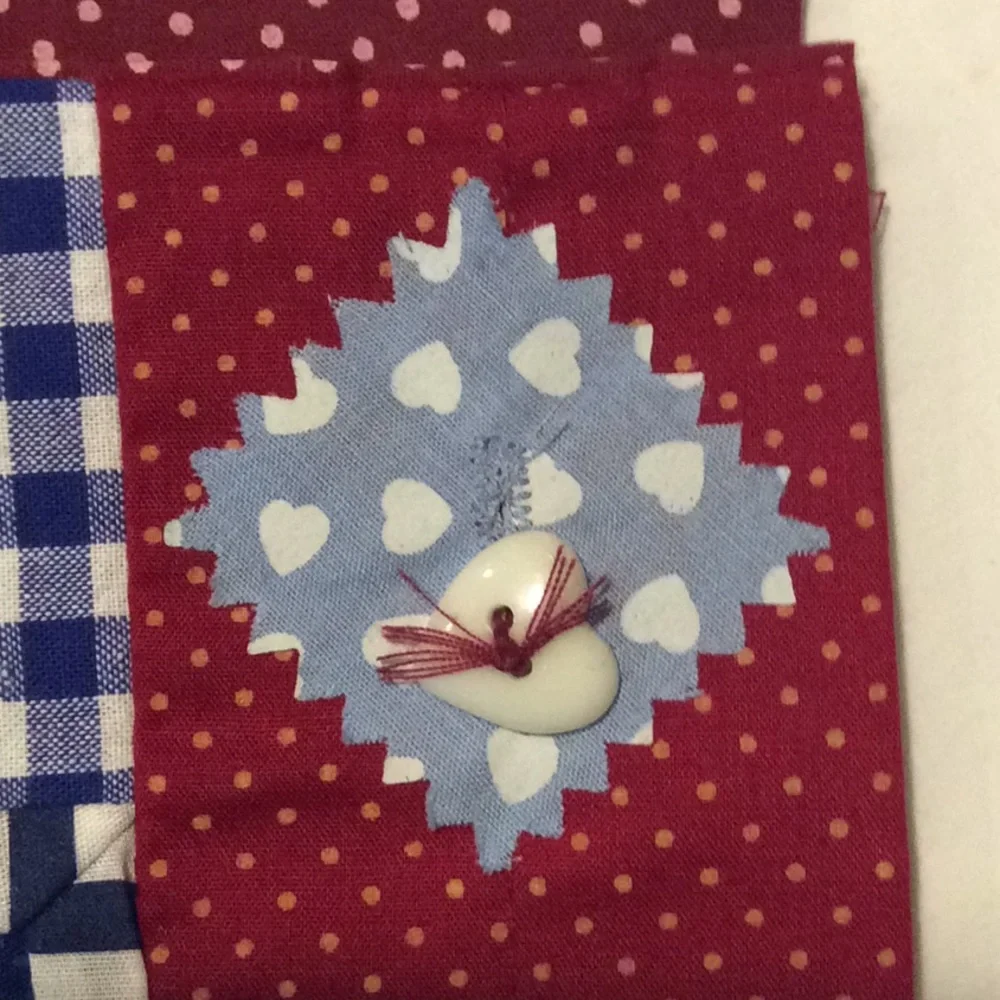 Pillow Cases Covers Set of 2 Patchwork with Buttons Flowers Hearts